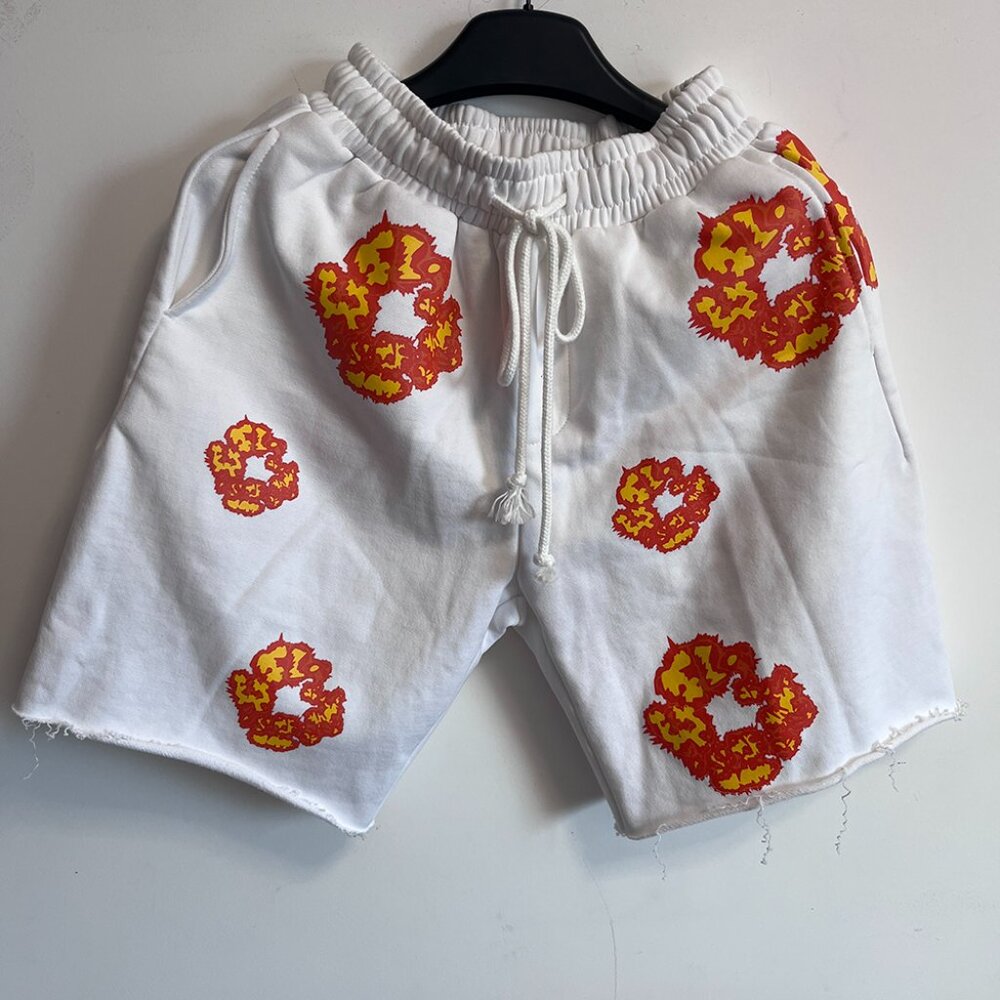 Denim Tears White Cotton Printed Casual Sports Shorts